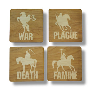 4 Horsemen Wood Coaster Set of four 4x4in Raw Wood