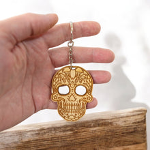 Load image into Gallery viewer, Keychain - Sugar Skull - Birch wood