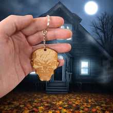 Load image into Gallery viewer, Keychain - Angry Skull - Birch wood