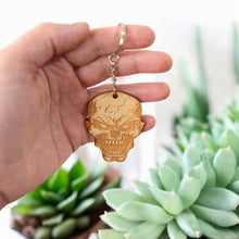Load image into Gallery viewer, Keychain - Angry Skull - Birch wood
