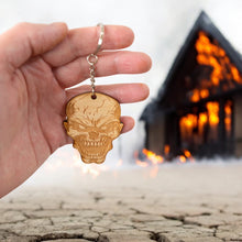 Load image into Gallery viewer, Keychain - Angry Skull - Birch wood