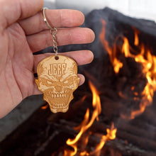 Load image into Gallery viewer, Keychain - PERSONALIZED Angry Skull - Birch wood