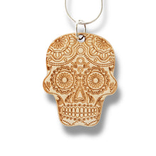 Load image into Gallery viewer, Necklace - Sugar Skull - Snake and Cable Link chains - Birch wood