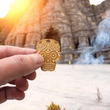 Load image into Gallery viewer, Necklace - Sugar Skull - Snake and Cable Link chains - Birch wood