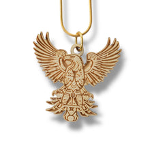 Load image into Gallery viewer, Necklace - Aztec Eagle - Snake and Cable Link chains - Birch wood
