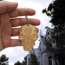 Load image into Gallery viewer, Keychain - PERSONALIZED Angry Skull - Birch wood