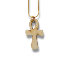 Load image into Gallery viewer, Necklace - Ankh - Key of Life Snake and Cable Link chains - Birch Wood