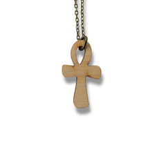 Load image into Gallery viewer, Necklace - Ankh - Key of Life Snake and Cable Link chains - Birch Wood