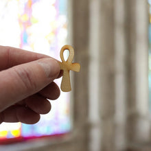 Load image into Gallery viewer, Necklace - Ankh - Key of Life Snake and Cable Link chains - Birch Wood