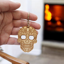 Load image into Gallery viewer, Keychain - Sugar Skull - Birch wood