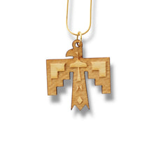 Load image into Gallery viewer, Necklace - Thunderbird Native American - Snake and Cable Link chains - Birch wood