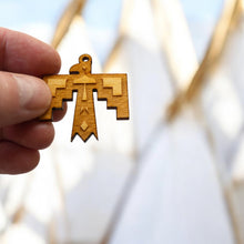 Load image into Gallery viewer, Necklace - Thunderbird Native American - Snake and Cable Link chains - Birch wood