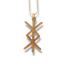 Load image into Gallery viewer, Necklace - Viking Protection Rune - Snake and Cable Link chains - Birch wood