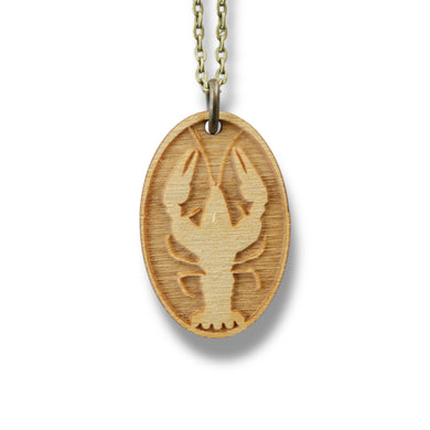 Necklace - Crawfish - Key of Life Snake and Cable Link chains - Birch Wood