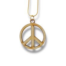 Load image into Gallery viewer, Necklace - Peace Symbol - Snake and Cable Link chains - Birch wood