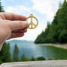 Load image into Gallery viewer, Necklace - Peace Symbol - Snake and Cable Link chains - Birch wood