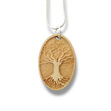 Load image into Gallery viewer, Necklace - Celtic Tree of LIfe - Key of Life Snake and Cable Link chains - Birch Wood