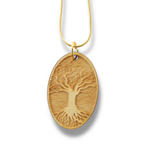 Load image into Gallery viewer, Necklace - Celtic Tree of LIfe - Key of Life Snake and Cable Link chains - Birch Wood