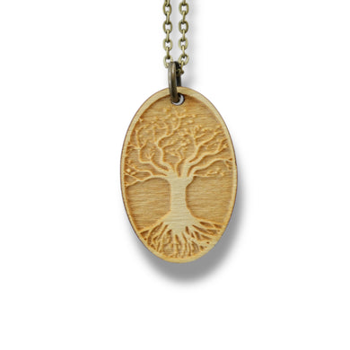 Necklace - Celtic Tree of LIfe - Key of Life Snake and Cable Link chains - Birch Wood