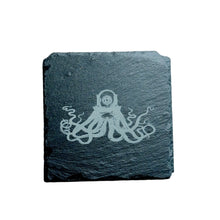 Load image into Gallery viewer, 15oz Stemless Wine Glass Set - Steampunk Octopus + Slate Coaster