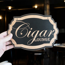 Load image into Gallery viewer, Cigar Lounge - Black Door Sign 7x10in
