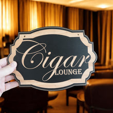 Load image into Gallery viewer, Cigar Lounge - Black Door Sign 7x10in
