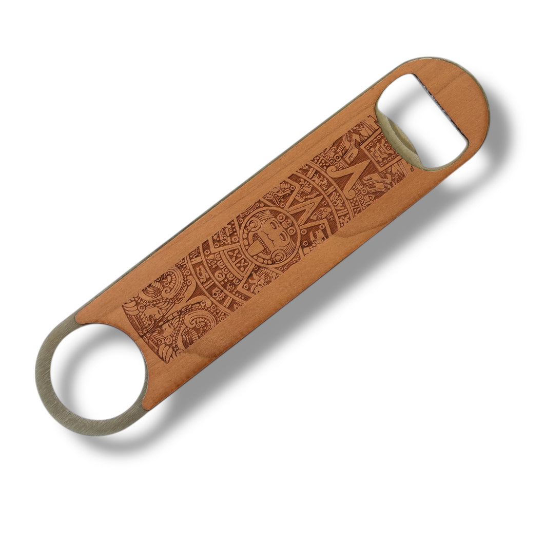 Wooden Bottle Opener - Aztec Calendar