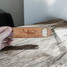 Load image into Gallery viewer, Wooden Bottle Opener - Kraken open beers