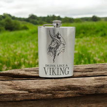 Load image into Gallery viewer, 8oz Drink Like a Viking Stainless Steel Flask