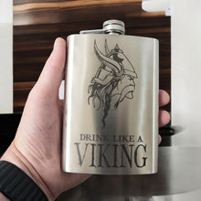 Load image into Gallery viewer, 8oz Drink Like a Viking Stainless Steel Flask
