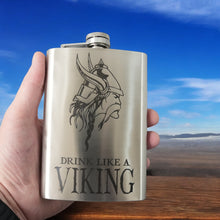 Load image into Gallery viewer, 8oz Drink Like a Viking Stainless Steel Flask