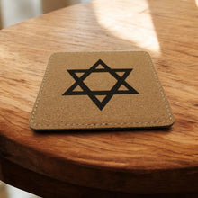 Load image into Gallery viewer, Coaster - Star of David - SET OF 2 - Leather or Stitched Cork