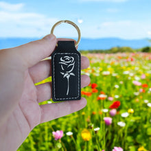 Load image into Gallery viewer, Keychain - Rectangle - Rose - Leather