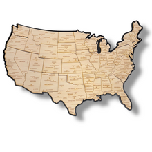 Load image into Gallery viewer, Detailed 50 State map with cities Puzzle - 26x18 Inches - 52 Piece Wood