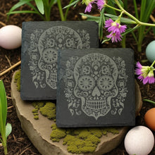 Load image into Gallery viewer, Coaster - Slate - Sugar Skull - SET OF 2 - Day of the Dead