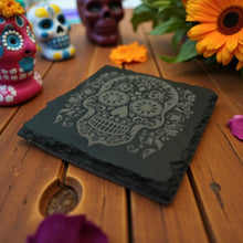 Load image into Gallery viewer, Coaster - Slate - Sugar Skull - SET OF 2 - Day of the Dead