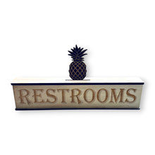 Load image into Gallery viewer, Sign - Restrooms - RAW WOOD - With Add on - Box Sign - 24x6x3 inches