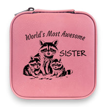 Load image into Gallery viewer, Jewelry Box 4x4 - CUSTOM - World's Most awesome Sister with Racoons