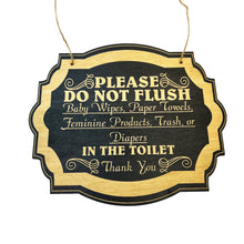 Load image into Gallery viewer, Please do not Flush Bathroom requirements - BLACK Door Sign 6x9