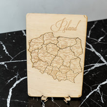 Load image into Gallery viewer, Poland Puzzle Map - Art Kit - Raw Wood 12x18 Inches - 17 Pieces - With Stand