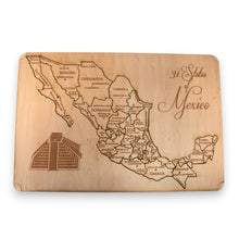 Load image into Gallery viewer, 31 States of Mexico - CUSTOM - Puzzle Map - Art Kit - Raw Wood 18x12 Inches - 32 pieces - With Stand