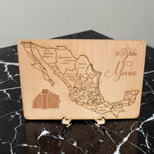 Load image into Gallery viewer, 31 States of Mexico - CUSTOM - Puzzle Map - Art Kit - Raw Wood 18x12 Inches - 32 pieces - With Stand