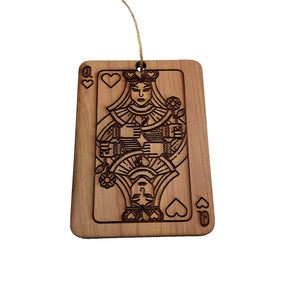 Queen of Hearts Card - Cedar Ornament