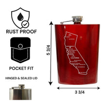 Load image into Gallery viewer, 8oz Flask - California with Cities