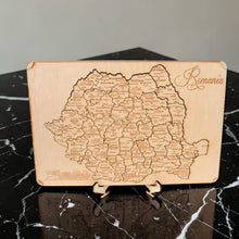 Load image into Gallery viewer, Romania Puzzle Map - Art Kit - Raw Wood 12x18 Inches - 42 Pieces - With Stand