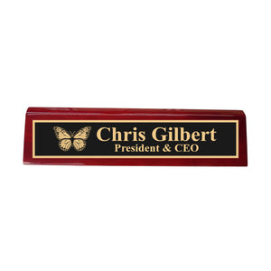 Desk Wedge Name Plate - PERSONALIZED - Butterfly - 11 Inches