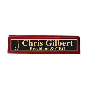 Desk Wedge Name Plate - PERSONALIZED - Fish Hook - 11 Inches