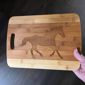 Running Horse Cutting Board 14''x9.5''x.5'' Bamboo