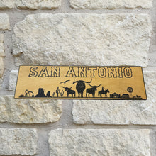 Load image into Gallery viewer, San Antonio Plaque with Landscape BLACK Sign 3x11