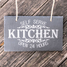 Load image into Gallery viewer, Sign - Slate - Self serve kitchen open 24 hours - 12x7in